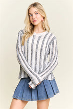 Load image into Gallery viewer, 5779-VERTICAL Textured Stripe Sweater-IVORY
