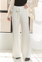 Load image into Gallery viewer, 4883-WAIST TIE TEXTURE WIDE LEG KNIT PANTS -OFF WHITE
