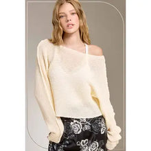 Load image into Gallery viewer, 6417- Boat Neck Off Shoulder Dolman Sleeve Sweater-MILK
