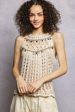 Load image into Gallery viewer, 5899- POL CROCHET HALTER TOP W/ SHELLS-ONE SIZE -BEIGE
