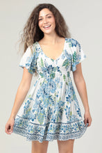 Load image into Gallery viewer, 5294-V Neck Smocked Bust Dress-SHORT SLV-BLUE
