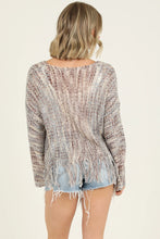 Load image into Gallery viewer, 6598- V Neck Fringe Hem Pullover Sweater-BROWN
