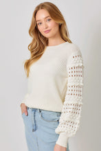 Load image into Gallery viewer, 5769-Textured Sleeve Sweater-CREAM
