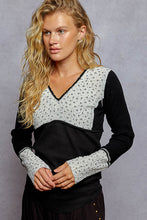Load image into Gallery viewer, 5814- POL V Neck Lace Trim Thermal Knit Top-BLACK

