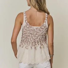 Load image into Gallery viewer, 6260- Crochet Eyelet Babydolltank Top- -MOCHA
