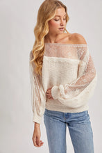 Load image into Gallery viewer, 6711- Boat Neck Lace Trimmed Knit Sweater -ECRU

