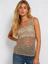 Load image into Gallery viewer, 6414- Chic Shiny Sequin Crochet Hollow-Out Tank
