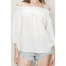Load image into Gallery viewer, 4322-Gauze Off-The-Shoulder Top-WHITE
