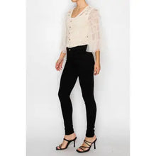 Load image into Gallery viewer, 6430- Dreamy Crochet Tulle Tiered Sleeved Cardigan- NATURAL
