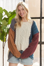 Load image into Gallery viewer, 5775-LONG Sleeves Colorblock Knit Sweater Top
