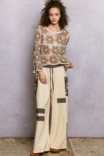 Load image into Gallery viewer, 5811- POL  Floral Weave Knit Long Sleeve Crochet Top-BROWN

