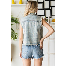 Load image into Gallery viewer, 5352-Rhinestone Color Denim Vest-BLUE
