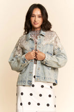 Load image into Gallery viewer, 5237-Mesh Stitching Button Down Denim Jacket
