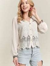 Load image into Gallery viewer, 5934-Button Down Embroidered Woven Blouse-BEIGE
