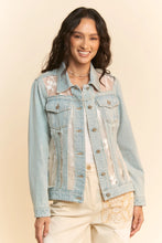 Load image into Gallery viewer, 5239-Embroidered Mesh Denim Jacket-WHITE LACE
