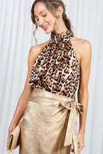 Load image into Gallery viewer, 5724-Halter Neck Tie Back Leopard Blouse
