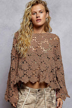 Load image into Gallery viewer, 5813- POL.Textured Chenille Sweater Crochet Top-BROWN
