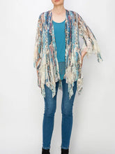 Load image into Gallery viewer, 5984-Classic All Lace Cardigan with Tiered Layers-TURQ/BEIGE
