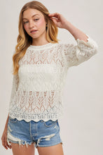 Load image into Gallery viewer, 6356- Crochet Knit Pullover Top with No Lining-IVORY
