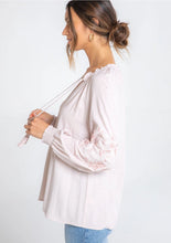 Load image into Gallery viewer, 4949-Long Sleeve Linen Embroidered Peasant Top-BLUSH ROSE
