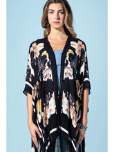Load image into Gallery viewer, 6226- Moonlit Floral Viscose Kimono-BLACK FLORAL
