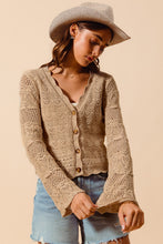 Load image into Gallery viewer, 4903-TEXTURE KNITTED SWEATER CARDIGAN WITH SCALLOPED EDGE
