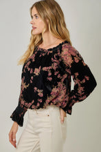 Load image into Gallery viewer, 6578- Velvet Burnout On/Off Shoulder Blouse-FLORAL

