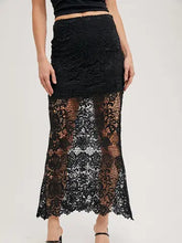 Load image into Gallery viewer, 6315- Lace Maxi Skirt-BLACK
