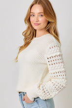 Load image into Gallery viewer, 5769-Textured Sleeve Sweater-CREAM
