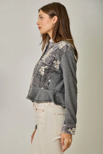Load image into Gallery viewer, 6731- Embroidered Mixed Media Jacket-WASHED BLACK
