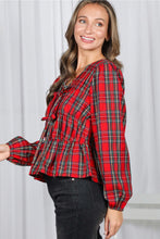 Load image into Gallery viewer, 5729- TARTAN Front Elastic Shirring &amp; Tie top
