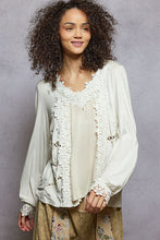 Load image into Gallery viewer, 5795- POL Floral Lace Crochet V-Neck Top-IVORY
