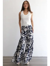 Load image into Gallery viewer, 6247- Printed Wide Leg Pants with Lace Inserts-BLACK
