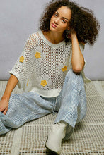 Load image into Gallery viewer, 6012- POL-Floral Patch Thin Sweater Top-IV-YELLOW

