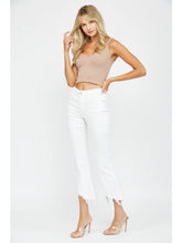 Load image into Gallery viewer, 4160-High Rise Crop Flare with Uneven Hem-WHITE
