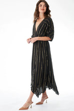 Load image into Gallery viewer, 4143-Striped Sequin Midi Dress-BLACK
