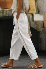Load image into Gallery viewer, 6052- Solid Color Cutout Patchwork Pants-WHITE
