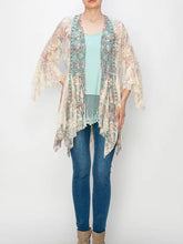 Load image into Gallery viewer, 5983-Classic All Lace Cardigan with Tiered Layers-LT TURQ
