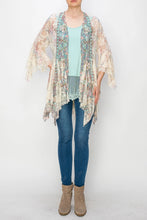 Load image into Gallery viewer, 5983-Classic All Lace Cardigan with Tiered Layers-LT TURQ
