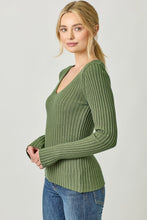 Load image into Gallery viewer, 5771-Plunging V-Neck Sweater Top-GREEN
