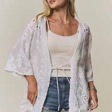 Load image into Gallery viewer, 6259- Boho Embroidery Kimono Cardigan-WHITE
