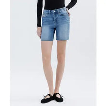 Load image into Gallery viewer, 6137- RISEN-High Rise Raw Hem Bermuda Shorts
