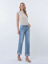 Load image into Gallery viewer, 5872- LOVERVET.Mid Rise Medium Light Cuffed Slim Wide Jeans
