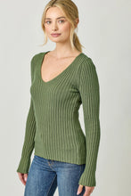 Load image into Gallery viewer, 5771-Plunging V-Neck Sweater Top-GREEN
