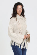 Load image into Gallery viewer, 5711-Cowl Neck Fringe Hem Sweater-IVORY
