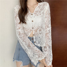 Load image into Gallery viewer, 5385-Women&#39;s Lace Sheer Cardigan Shrug-WHITE
