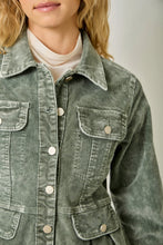 Load image into Gallery viewer, 6661- Washed Denim Peplum Jacket- GREEN
