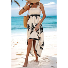 Load image into Gallery viewer, 4978-Ruched Square Neck Sleeveless High Waist Dress-beige/black
