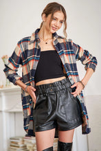 Load image into Gallery viewer, 5404-CHECK Flannel Shirt Jacket Long Sleeve-NAVY/TAUPE
