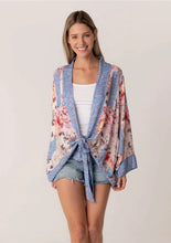 Load image into Gallery viewer, 4172-Spring Floral Patchwork Tie Front Kimono Top
